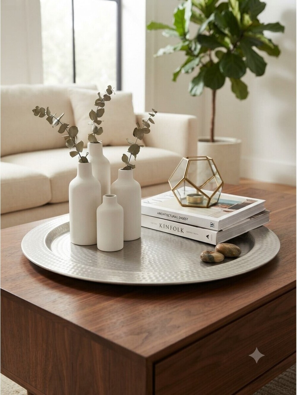 Large 18" Zodax Hand-Hammered Decorative Tray